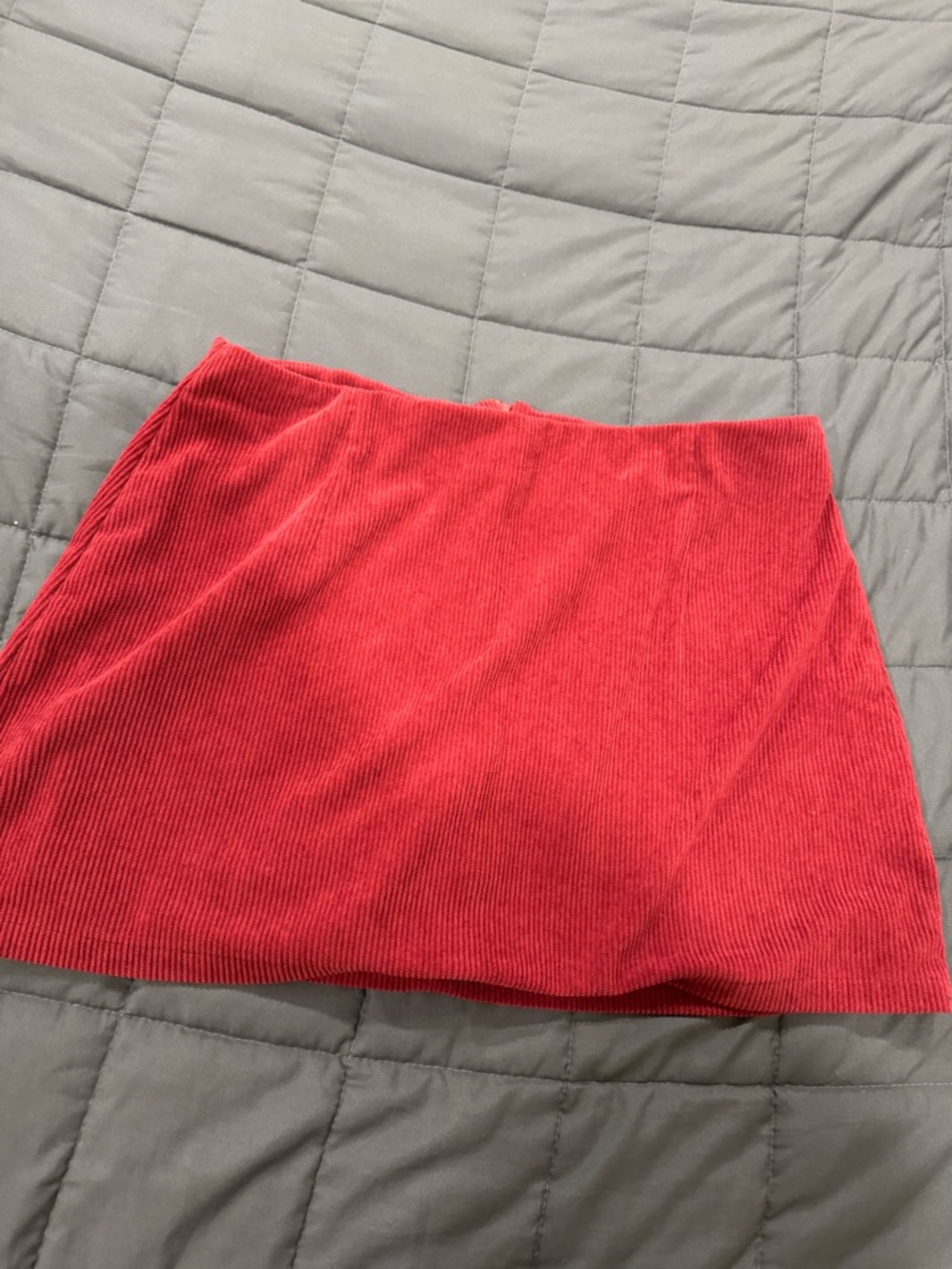 Women's Red Corduroy Mini Skirt